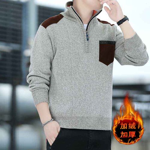 半拉链套头卫衣男装毛衣