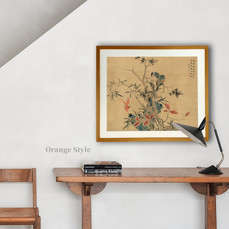 桔子格调 疏树归禽图 新中式花鸟餐厅书房客厅挂画玄关茶室装饰画图片