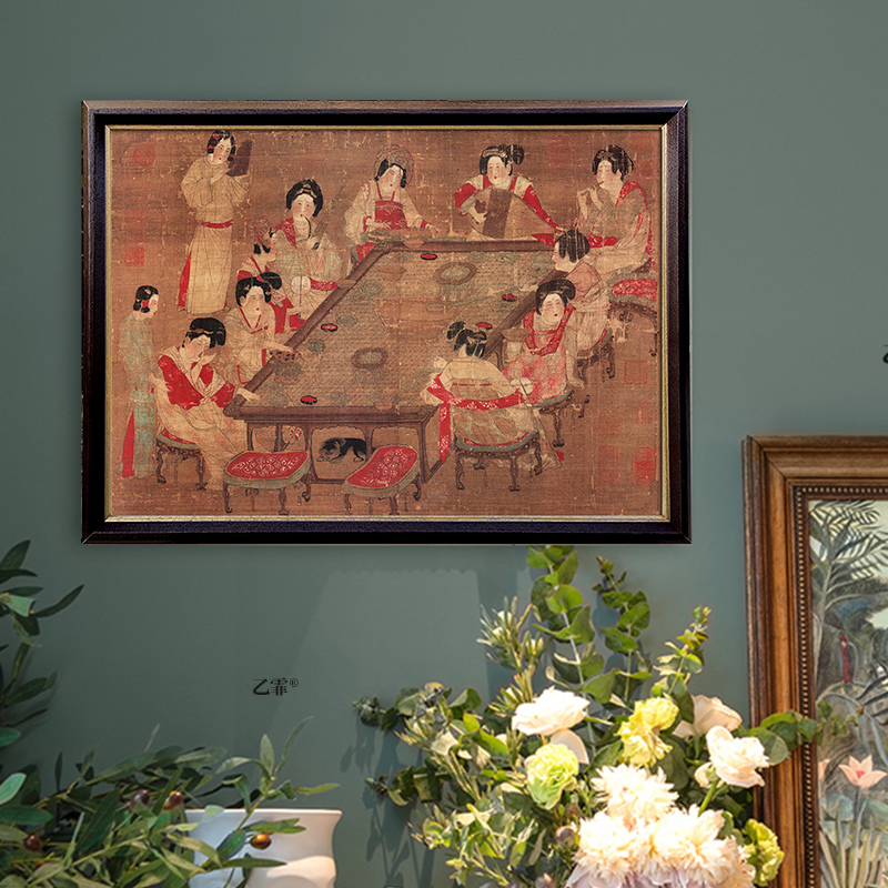桔子格调 唐人宫乐图 中古中式唐代人物装饰画客厅卧室背景墙挂画