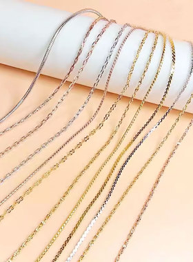 简约时尚百搭项链18KGP金色银色玫瑰金蛇骨素链O字8字链锁骨链女