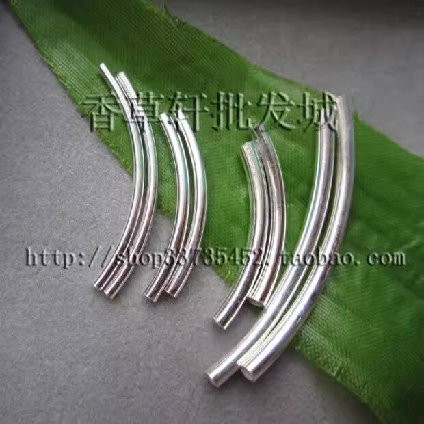 925纯银光面弯管子DIY手工手链手串饰品配件材料素银佛珠串珠9099