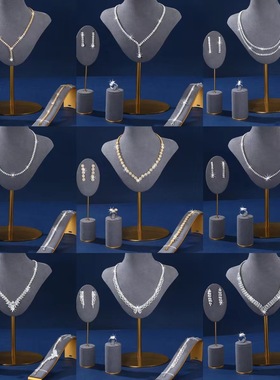 跨境欧美情人节水钻项链手链戒指耳环套装简约大气新娘饰品首饰女