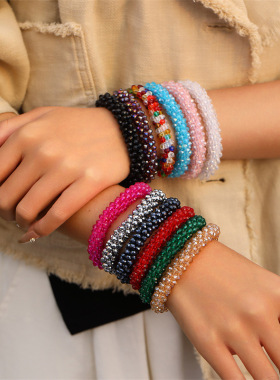 气质发圈水晶发饰手链头绳两用皮