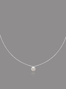 人鱼泪 夏季福利款鱼线天然珍珠隐形项链 钛钢配件饰品