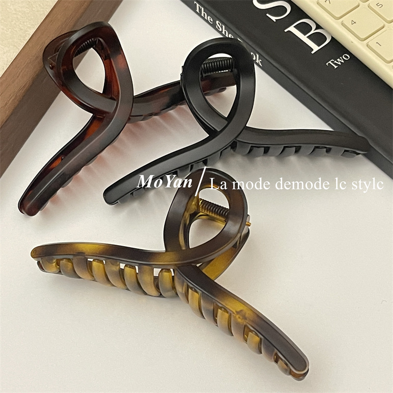 韩版玳瑁色磨砂质感发抓法式复古气质大号抓夹后脑勺发夹子头发饰