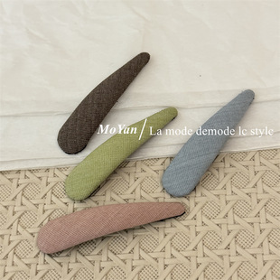 复古色光板纯色布艺BB发夹女时尚百搭侧边夹刘海夹子后脑勺碎发卡