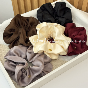 博主同款手抓花缎面大肠发圈气质扎头绳优雅低马尾绑发绳金标头花