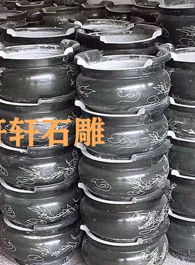 石雕寺庙户外石香炉石头香炉石头大号青石香炉家用香炉圆形石香炉