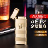 新款 超薄电子感应双色防风打火机充气红焰打火机父亲节礼物 个性