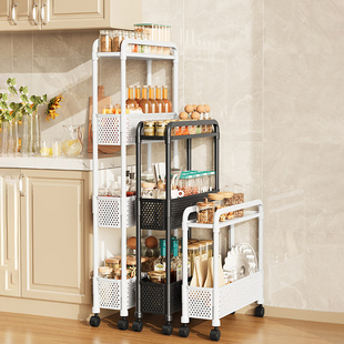 夹缝置物架卫生间浴室落地可移动窄小收纳柜厨房缝隙门后超薄窄架