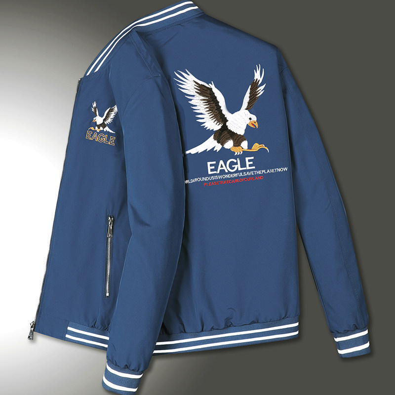 2022春秋新款男式刺绣夹克衫修身青年老鹰刺绣潮流男外套9983P80，男装夹克，星座1507