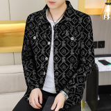春季新款翻领灯芯绒夹克男士时尚休闲加肥加大青年外套潮JK321p90，男装夹克，星座1507