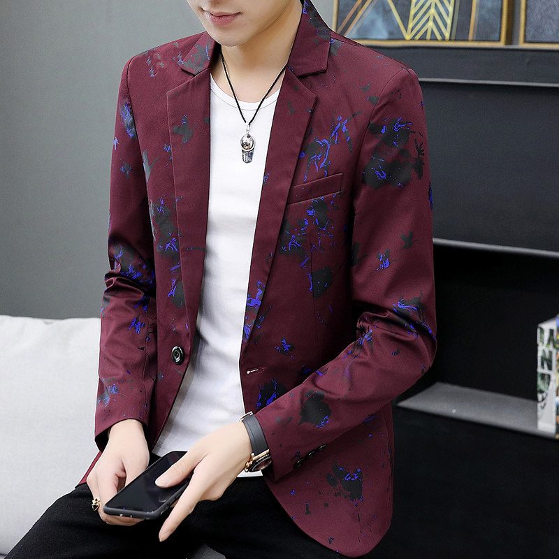 2023新款男式西服休闲韩版青年修身花色西服潮男外套9911-9912p85,男装西服,星座1507