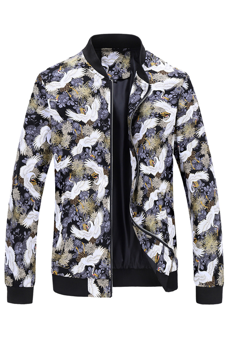 2023春秋装棉布男士花夹克衫加肥大码修身青年外套组合图996p70,男装夹克,星座1507