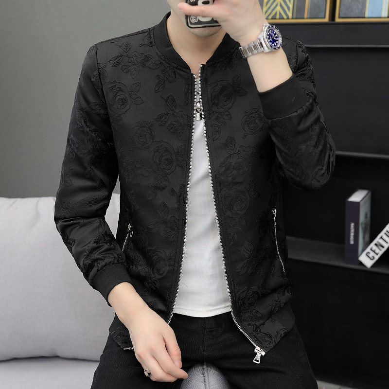 2023春秋新款青年男式刺绣夹克衫修身提花外套潮JK317p90,男装夹克,星座1507