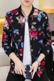 秋冬新款男加绒加厚保暖修身棒球领夹克外套印花青年潮流9981p75，男装夹克，星座1507