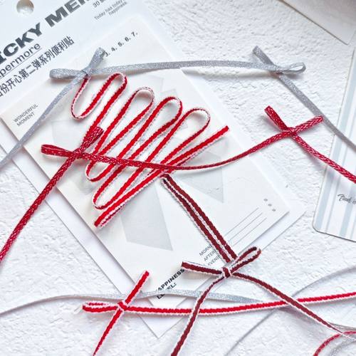 3mm宽圣诞新年礼物装饰细丝带diy蛋糕蝴蝶结发饰彩带绑带手工织带