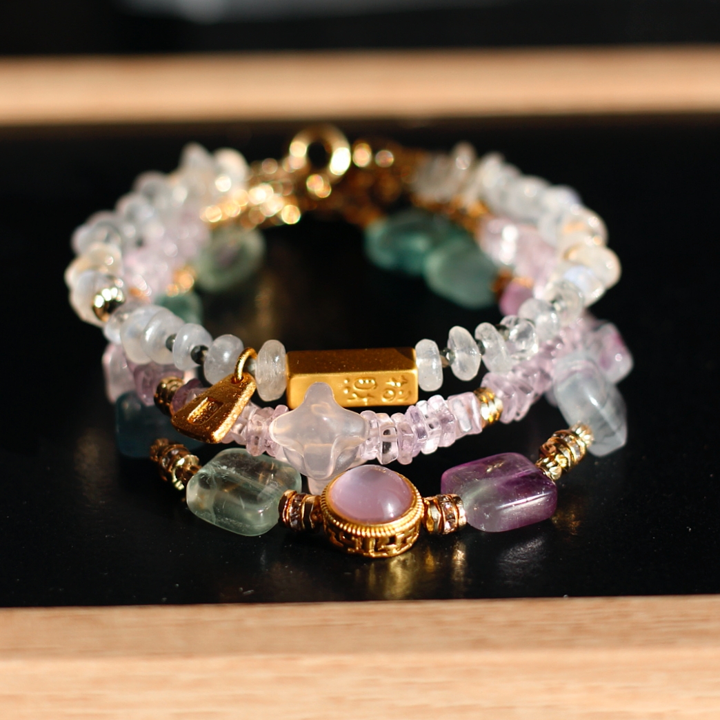 ET U招财纳福6六月诞生辰石月光石注金稳情绪法国设计师原创手链