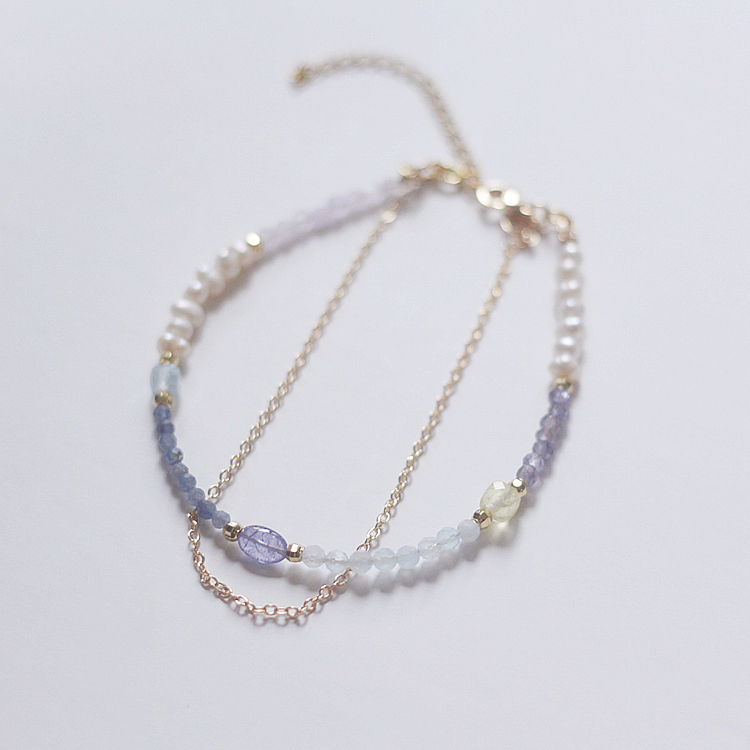 诞生石海蓝宝石坦桑复古手链