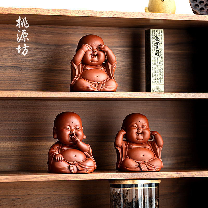 三不小和尚禅意紫砂茶宠精品摆件