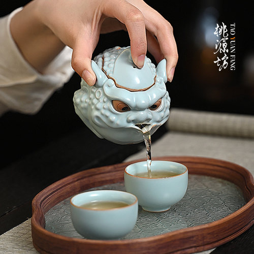 金蟾汝窑功夫茶壶泡茶手抓壶高端