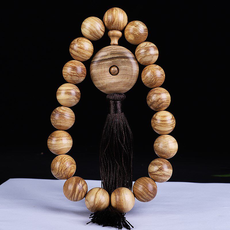 俏典推荐款巴布亚奶沉香佛珠念珠香味手持车挂平安扣款20mm*19颗