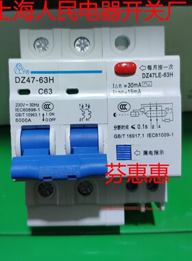 上海人民电器开关厂2P 63A漏电开关家用40A保护器220V两相电32A总