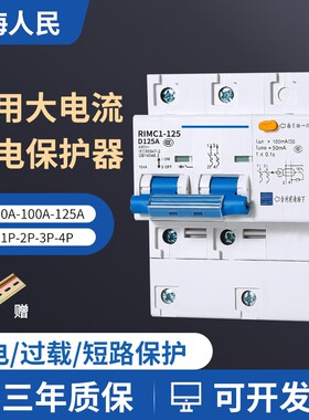 上海人民大功率家用漏保开关DZ47LE漏电保护器2P3P4P80A100A125A
