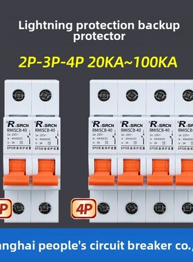 上海人民防雷电涌后备保护器Scb一级和二级4P3P2P40Ka20Ka避雷器