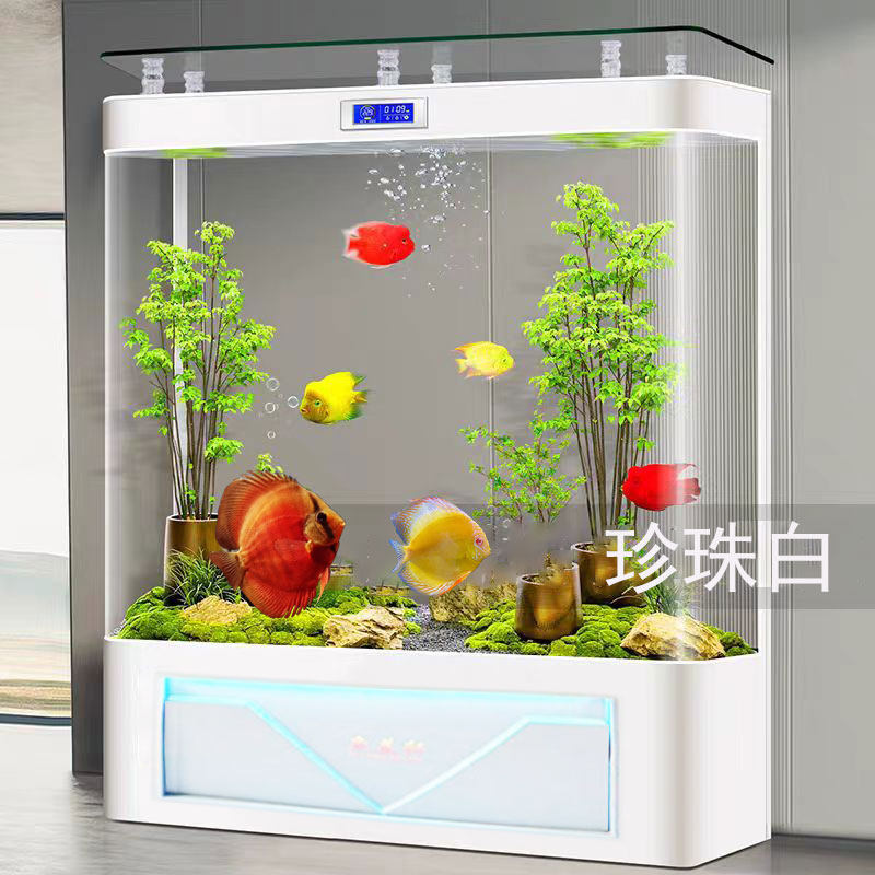 鱼缸客厅2024新款靠墙一体成型大型生态免换水族箱智能落地金鱼缸