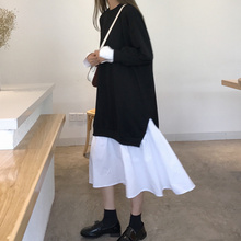 中长裙子仙女超仙森系黑色长袖 连衣裙女装 学生 2019初春秋新款 韩版