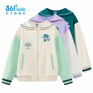 361度女童仿毛呢外套新品2025春秋绒面儿童翻领休闲上衣K62513605