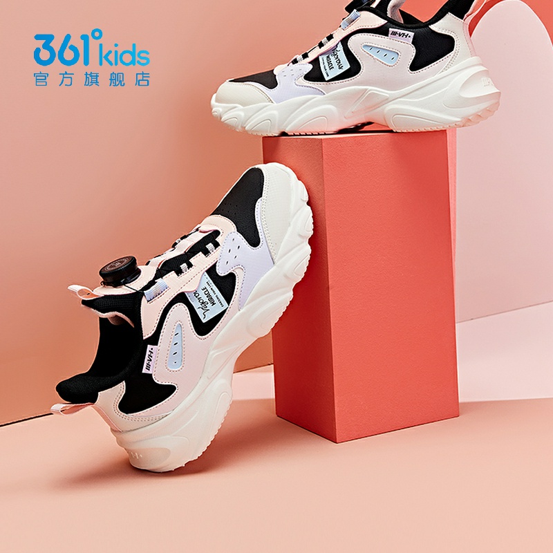 361女童运动鞋旋纽扣革面新品冬女生百搭防滑休闲鞋82343816