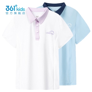 361女童拼色翻领T恤新品 K62521220 2025夏速干POLO衫 儿童运动短袖