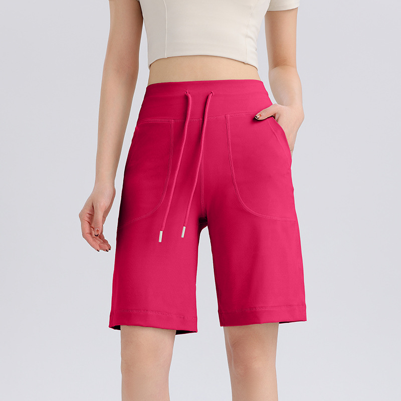 高腰收腹运动短裤女夏双口袋跑步健身五分裤宽松休闲透气瑜伽