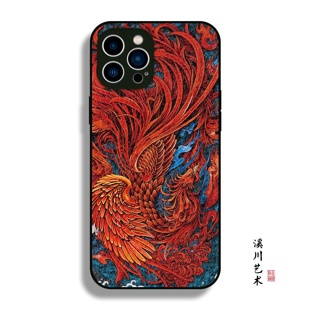 红色凤凰中国风艺术国潮手机壳