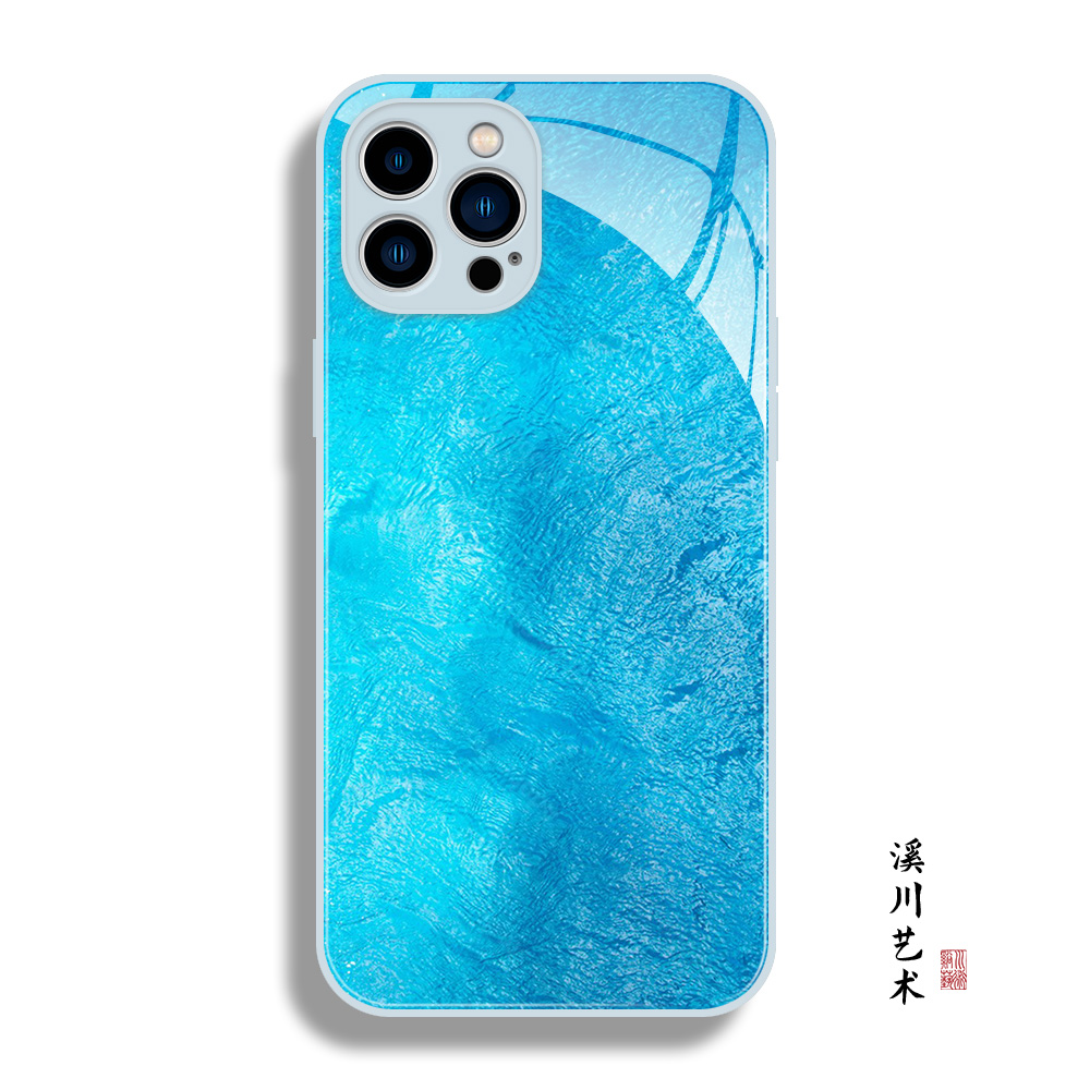 蓝色大海梦幻小众创意玻璃手机壳