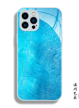 蓝色大海梦幻小众创意适用于iphone16promax手机壳15小米14华为mate70液态玻璃P60高级感oppo荣耀300一加vivo