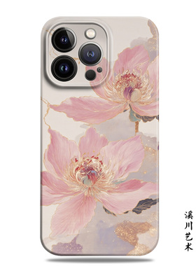 水墨晕染国风牡丹适用苹果17promax手机壳16小米15菲林华为nova14高级感mate70磁吸P80高级感小众oppo潮vivo