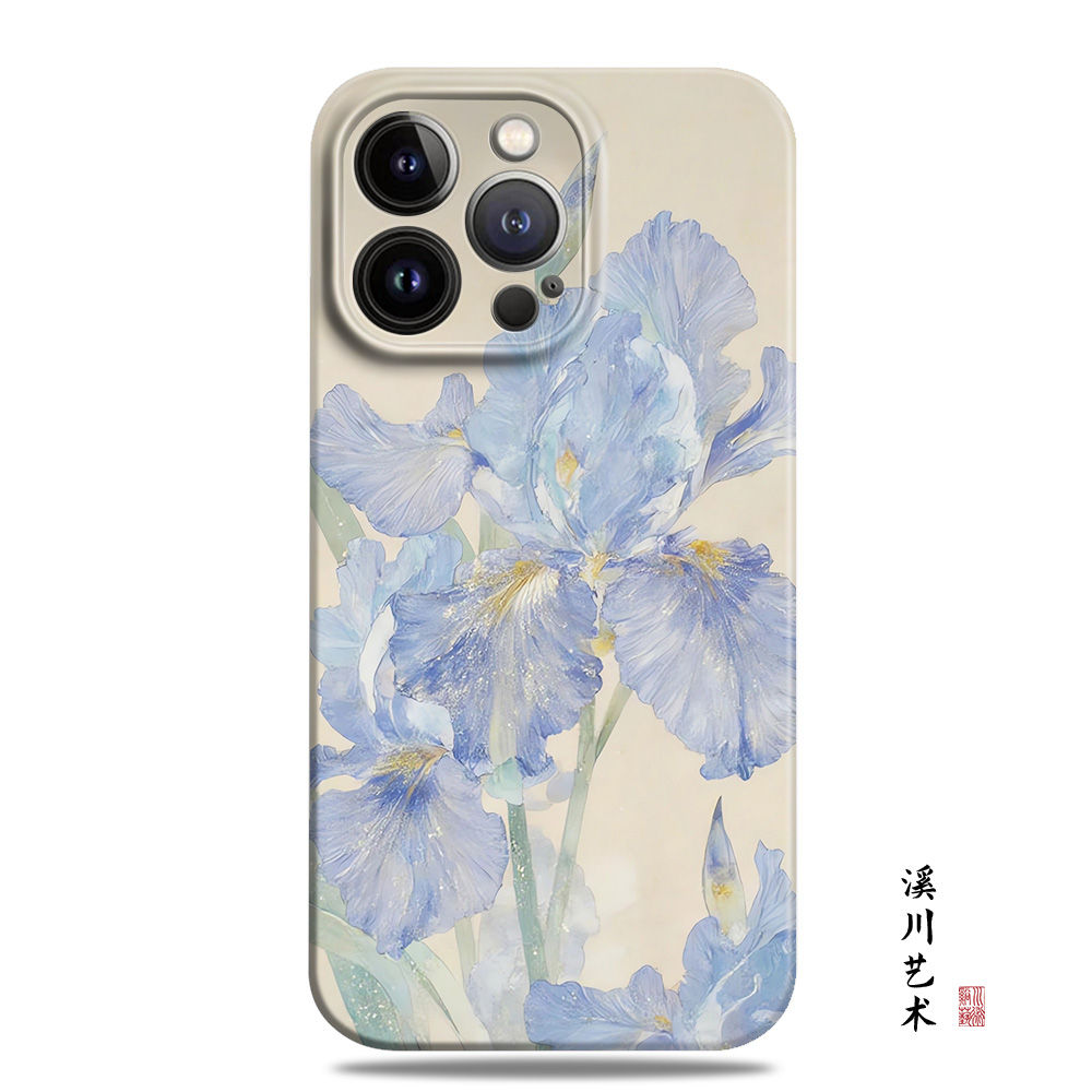 鸢尾花蓝色花朵古风艺术手机壳