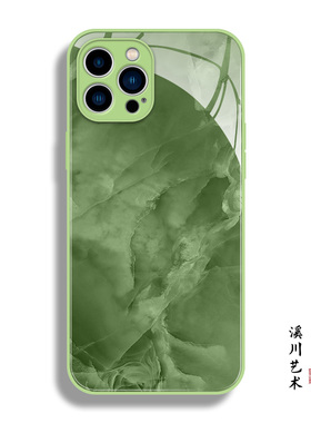 绿色大理石纹高级感适用于iphone16promax手机壳15小米14华为mate70液态玻璃P60冷淡风oppo荣耀300一加vivo潮