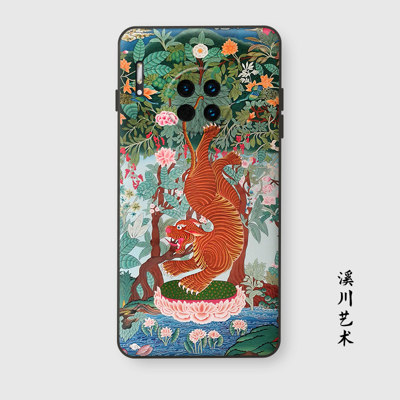 老虎唐卡适用华为mate30手机壳mate40pro本命年20创意畅享10艺术
