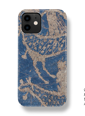 曼德拉山岩画蓝色适用苹果14promax手机壳13小米12菲林硬华为mate50高级感P40荣耀70小众oppo艺术vivox90创意