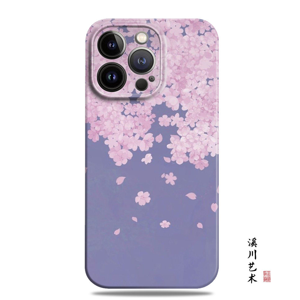 樱花温柔紫色手机壳文艺简约