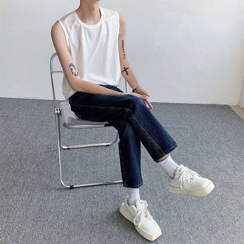 现货夏季痞帅男士套头背心纯色圆领三孔背心百搭潮510-1-DX06-P18,男装背心/马甲,星座510-1