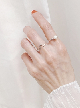 日韩风迷你开口可调节珍珠戒指
