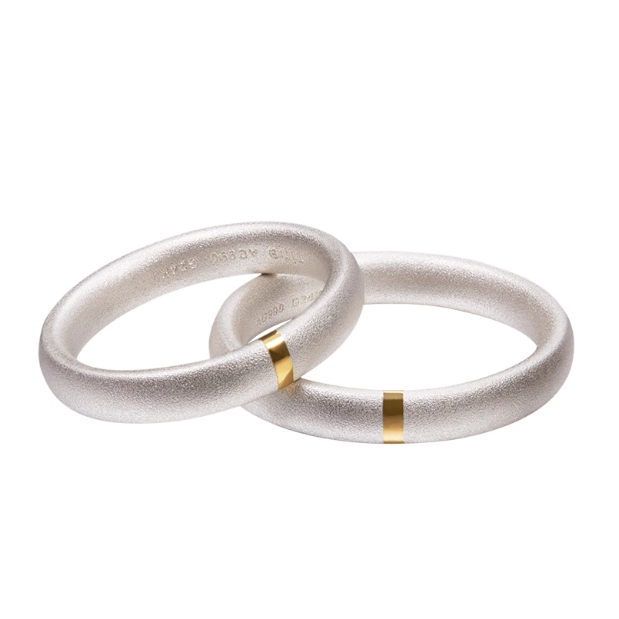 一米阳光对戒S999足银镀黄金情侣异地恋纯银戒指男女定制刻字礼物