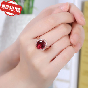 非常泰合成红宝石戒指银女日韩潮人食指开口简约饰品玫瑰金送妈妈
