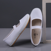 软底白布鞋 女款 女舞蹈表演体操鞋 药店护士工作鞋 小白鞋 休闲帆布鞋
