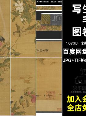 写生翎毛图卷 宋徽宗 赵佶 国画绘画高清电子素材印刷微喷绘图片